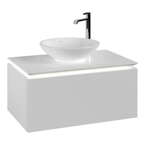 V&B Waschtischunterschrank Legato 80x38x50cm, WT m, m LED, wh. ma