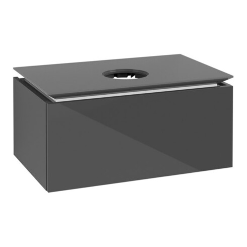 V&B Waschtischunterschrank Legato 80x38x50cm, WT mittig, Glossy Grey