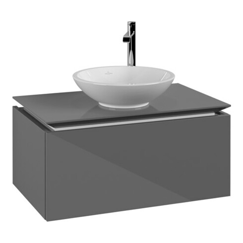 V&B Waschtischunterschrank Legato 80x38x50cm, WT mittig, Glossy Grey