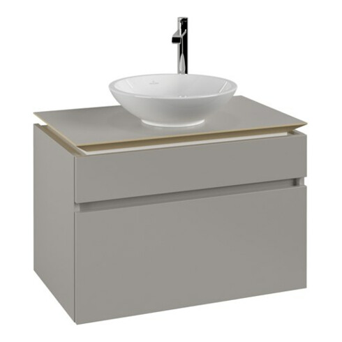 V&B Waschtischunterschrank Legato 80x55x50cm, Waschtisch mittig, Soft Grey