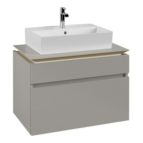 V&B Waschtischunterschrank Legato 80x55x50cm, Waschtisch mittig, Soft Grey
