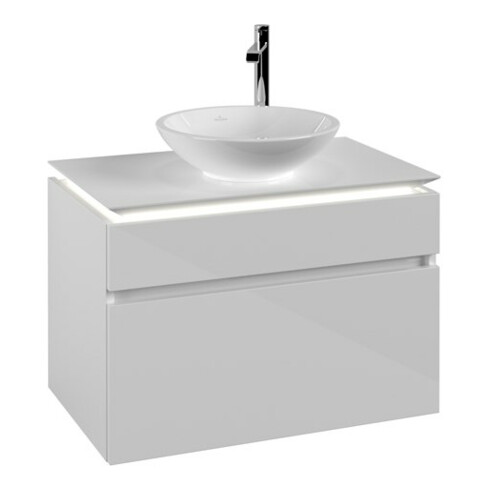 V&B Waschtischunterschrank Legato 80x55x50cm, WT m, m LED, glo wh.