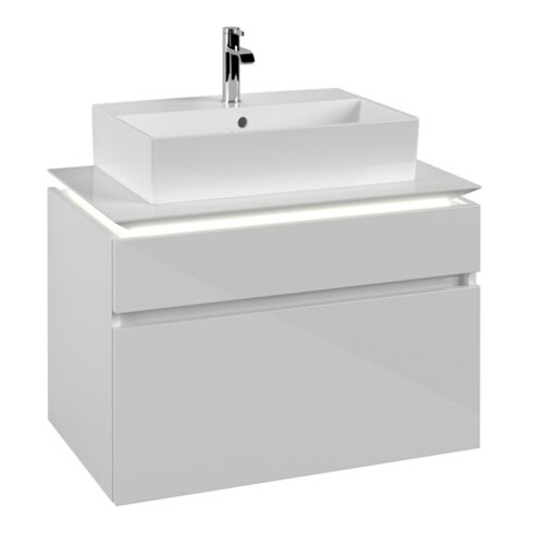 V&B Waschtischunterschrank Legato 80x55x50cm, WT m, m LED, glo wh.