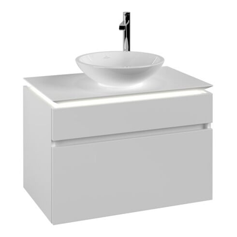 V&B Waschtischunterschrank Legato 80x55x50cm, WT m, m LED, wh. ma