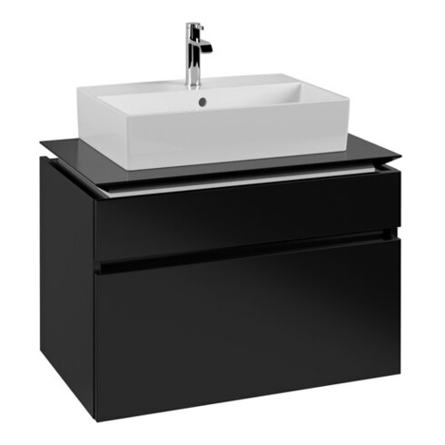 V&B Waschtischunterschrank Legato 80x55x50cm, WT mitt., Black Matt Lacquer