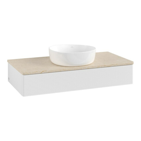 V&B Waschtischunterschrank mit Frontstruktur Antao 100x19x50cm, WBP botti., glo wh. Lac