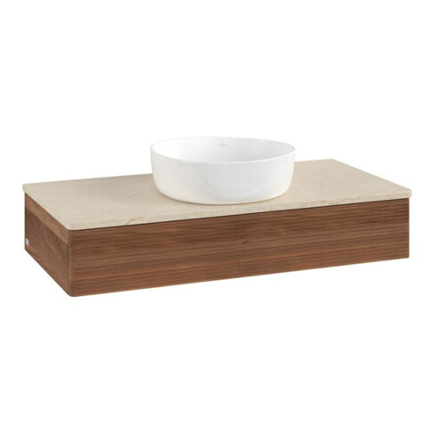 V&B Waschtischunterschrank mit Frontstruktur Antao 100x19x50cm, WBP-farbe botti., w. walnut