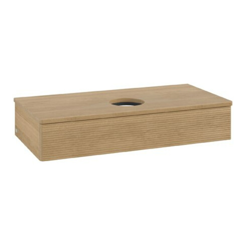 V&B Waschtischunterschrank mit Frontstruktur Antao 100x19x50cm, WBP-farbe hon. Oa, hon. oak