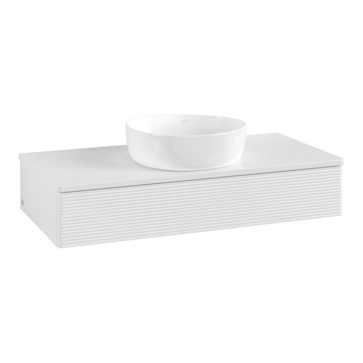 V&B Waschtischunterschrank mit Frontstruktur Antao 100x19x50cm, WBP-farbe Lac, glo wh. Lac