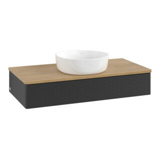 V&B Waschtischunterschrank mit Frontstruktur Antao 100x19x50cm, WBP hon. Oa, bla m Lac