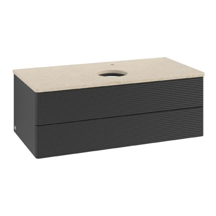 V&B Waschtischunterschrank mit Frontstruktur Antao 100x36x50cm, HL, WBP botti., bla m Lac