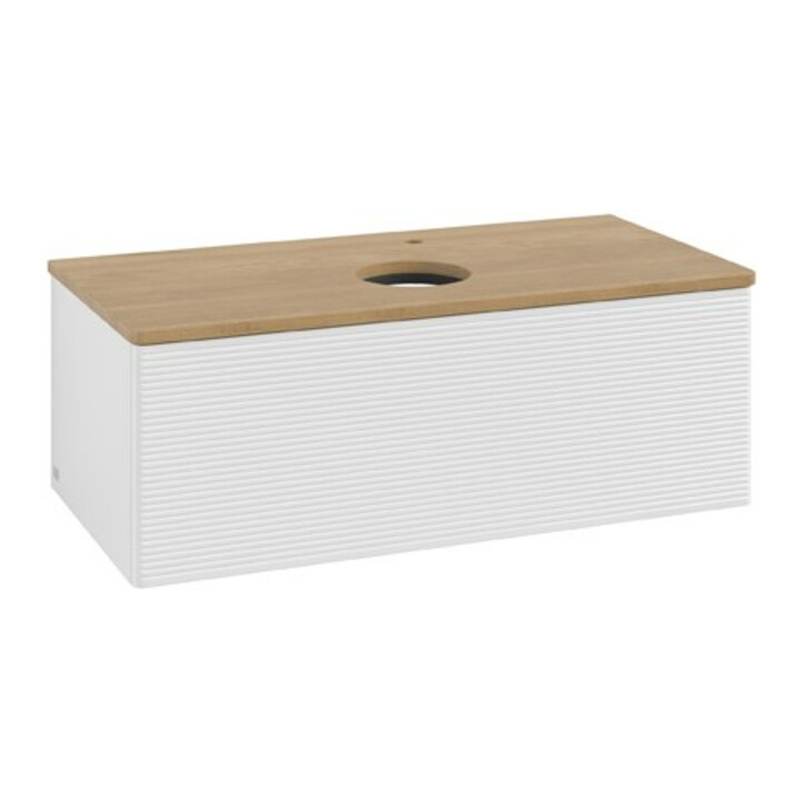 V&B Waschtischunterschrank mit Frontstruktur Antao 100x36x50cm, HL, WBP hon. Oa, g wh. Lac