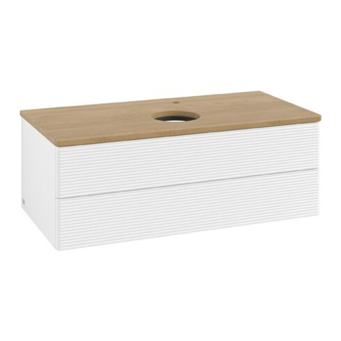 V&B Waschtischunterschrank mit Frontstruktur Antao 100x36x50cm, HL, WBP hon. Oa, wh. m Lac