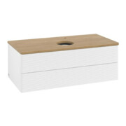 V&B Waschtischunterschrank mit Frontstruktur Antao 100x36x50cm, HL, WBP hon. Oa, wh. m Lac