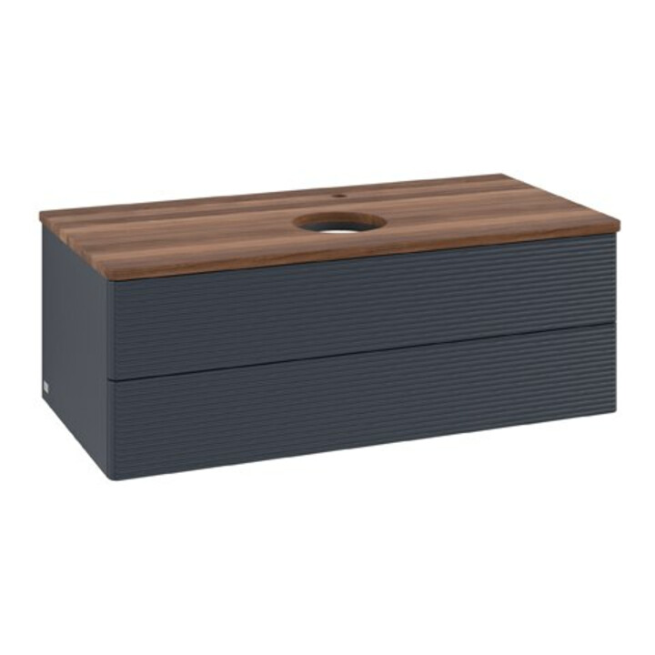 V&B Waschtischunterschrank mit Frontstruktur Antao 100x36x50cm, HL, WBP w wal, md bl. m Lac