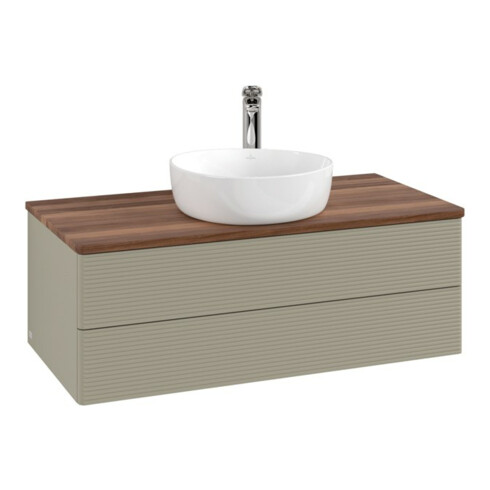 V&B Waschtischunterschrank mit Frontstruktur Antao 100x36x50cm, HL, WBP w wal, st. Gr m Lac