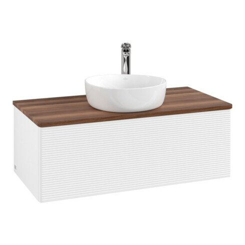 V&B Waschtischunterschrank mit Frontstruktur Antao 100x36x50cm, HL, WBP w. wal, wh. m Lac