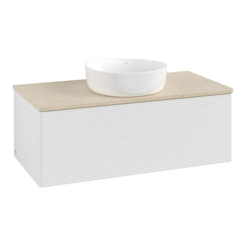 V&B Waschtischunterschrank mit Frontstruktur Antao 100x36x50cm, WBP botti., glo wh. Lac