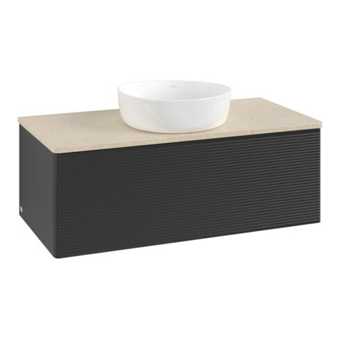 V&B Waschtischunterschrank mit Frontstruktur Antao 100x36x50cm, WBP-farbe botti., bla m Lac