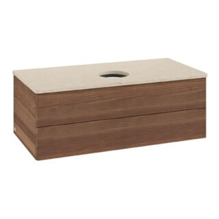 V&B Waschtischunterschrank mit Frontstruktur Antao 100x36x50cm, WBP-farbe botti., w. walnut