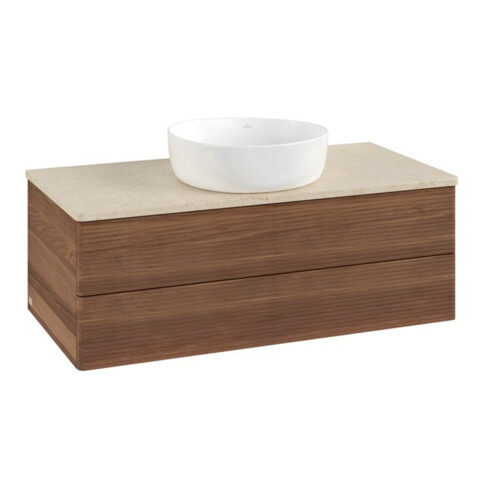 V&B Waschtischunterschrank mit Frontstruktur Antao 100x36x50cm, WBP-farbe botti., w. walnut
