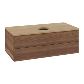 V&B Waschtischunterschrank mit Frontstruktur Antao 100x36x50cm, WBP-farbe hon. Oa, w. wal