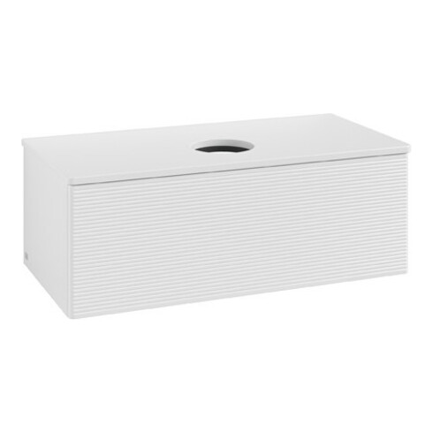 V&B Waschtischunterschrank mit Frontstruktur Antao 100x36x50cm, WBP-farbe Lac, glo wh. Lac