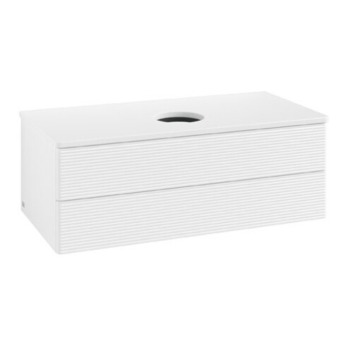V&B Waschtischunterschrank mit Frontstruktur Antao 100x36x50cm, WBP-farbe Lac, wh. m Lac