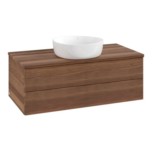 V&B Waschtischunterschrank mit Frontstruktur Antao 100x36x50cm, WBP-farbe w. wal, w. walnut