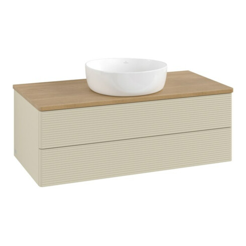V&B Waschtischunterschrank mit Frontstruktur Antao 100x36x50cm, WBP hon. Oa, si Gr m Lac
