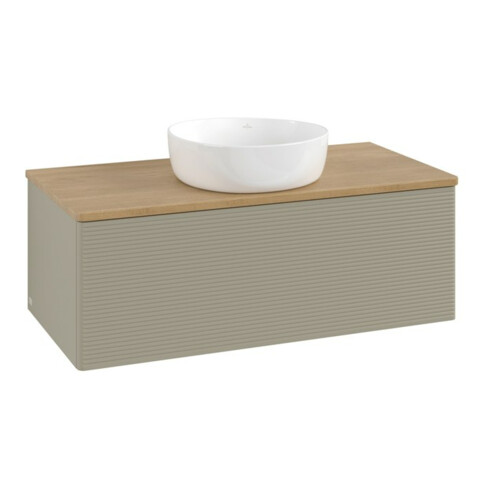 V&B Waschtischunterschrank mit Frontstruktur Antao 100x36x50cm, WBP hon. Oa, st. Gr m Lac