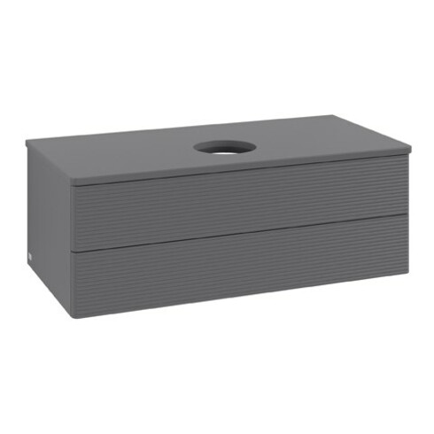 V&B Waschtischunterschrank mit Frontstruktur Antao 100x36x50cm, WBP Lac, Anthrac. m Lac