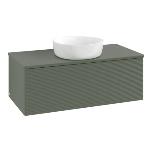 V&B Waschtischunterschrank mit Frontstruktur Antao 100x36x50cm, WBP Lac, lea gre. m Lac