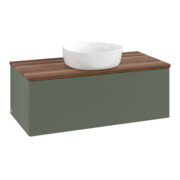 V&B Waschtischunterschrank mit Frontstruktur Antao 100x36x50cm, WBP w. wal, lea gre. m Lac