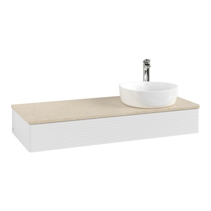 V&B Waschtischunterschrank mit Frontstruktur Antao 120x19x50cm, HL, WBP botti., glo wh. Lac