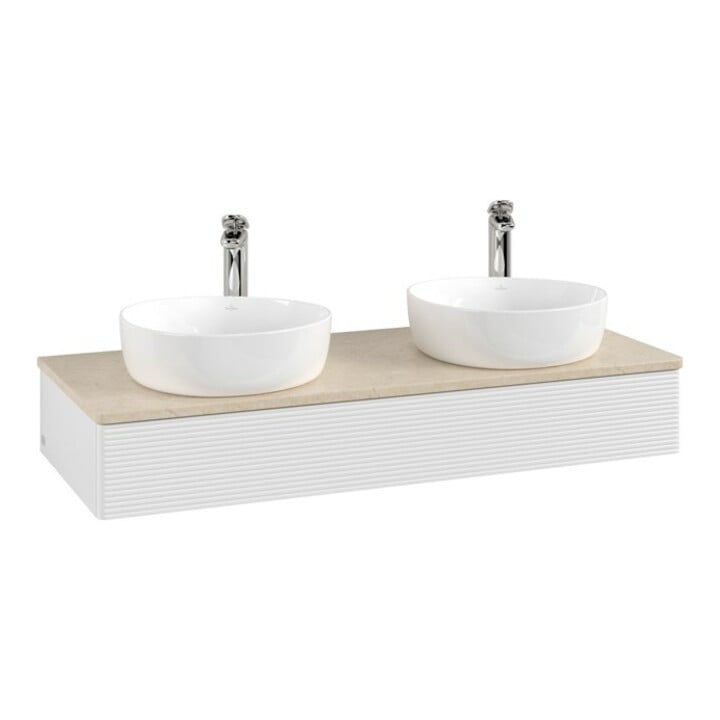 V&B Waschtischunterschrank mit Frontstruktur Antao 120x19x50cm, HL, WBP botti., glo wh. Lac