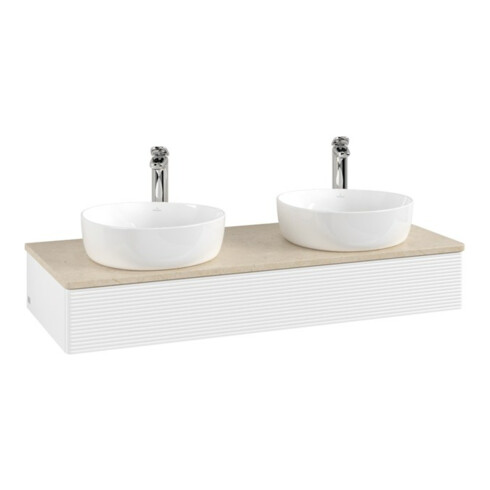 V&B Waschtischunterschrank mit Frontstruktur Antao 120x19x50cm, HL, WBP botti., wh. m Lac