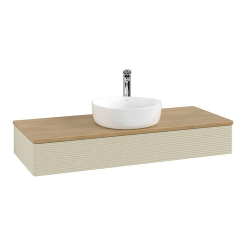 V&B Waschtischunterschrank mit Frontstruktur Antao 120x19x50cm, HL, WBP hon. Oa, si G m Lac