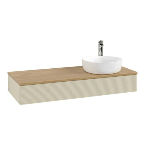 V&B Waschtischunterschrank mit Frontstruktur Antao 120x19x50cm, HL, WBP hon. Oa, si G m Lac