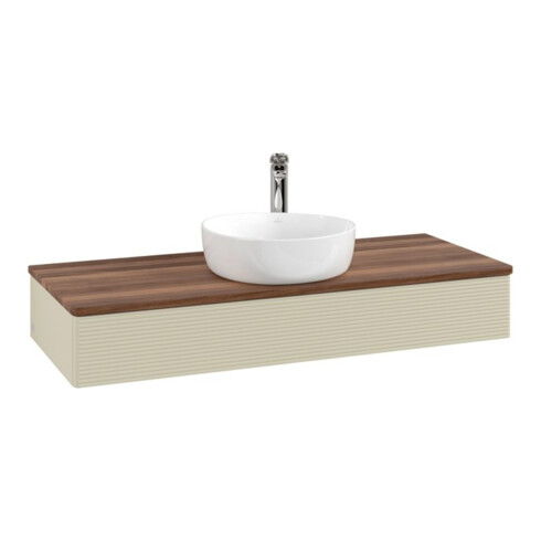 V&B Waschtischunterschrank mit Frontstruktur Antao 120x19x50cm, HL, WBP w. wal, si Gr m Lac