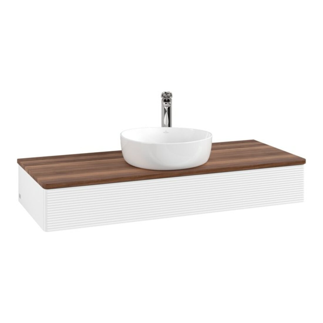 V&B Waschtischunterschrank mit Frontstruktur Antao 120x19x50cm, HL, WBP w. wal, wh. m Lac