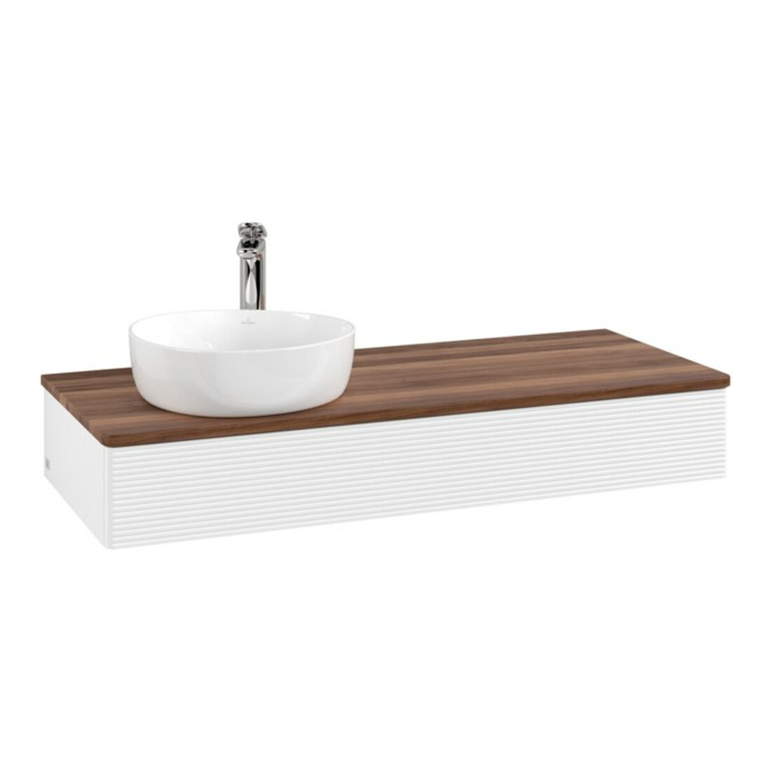 V&B Waschtischunterschrank mit Frontstruktur Antao 120x19x50cm, HL, WBP w. wal, wh. m Lac