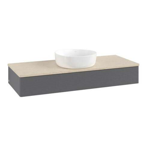 V&B Waschtischunterschrank mit Frontstruktur Antao 120x19x50cm, WBP botti., Anthrac. m Lac