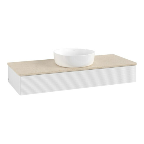 V&B Waschtischunterschrank mit Frontstruktur Antao 120x19x50cm, WBP botti., glo wh. Lac