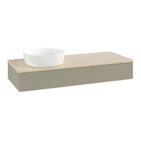 V&B Waschtischunterschrank mit Frontstruktur Antao 120x19x50cm, WBP botti., st. Gr m Lac