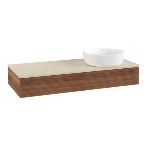 V&B Waschtischunterschrank mit Frontstruktur Antao 120x19x50cm, WBP-farbe botti., w. walnut