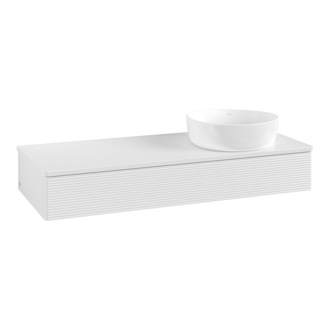 V&B Waschtischunterschrank mit Frontstruktur Antao 120x19x50cm, WBP-farbe Lac, glo wh. Lac