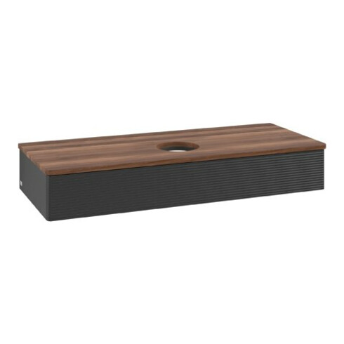 V&B Waschtischunterschrank mit Frontstruktur Antao 120x19x50cm, WBP-farbe w. wal, bla m Lac