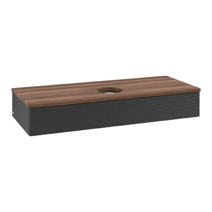 V&B Waschtischunterschrank mit Frontstruktur Antao 120x19x50cm, WBP-farbe w. wal, bla m Lac