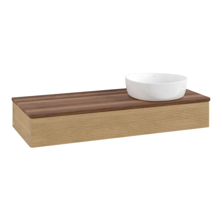 V&B Waschtischunterschrank mit Frontstruktur Antao 120x19x50cm, WBP-farbe w. wal, honey oak